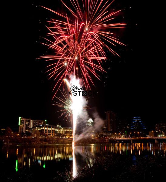 Red Fireworks on Lady Bird Lake, Austin, Texas, USA-00001-2