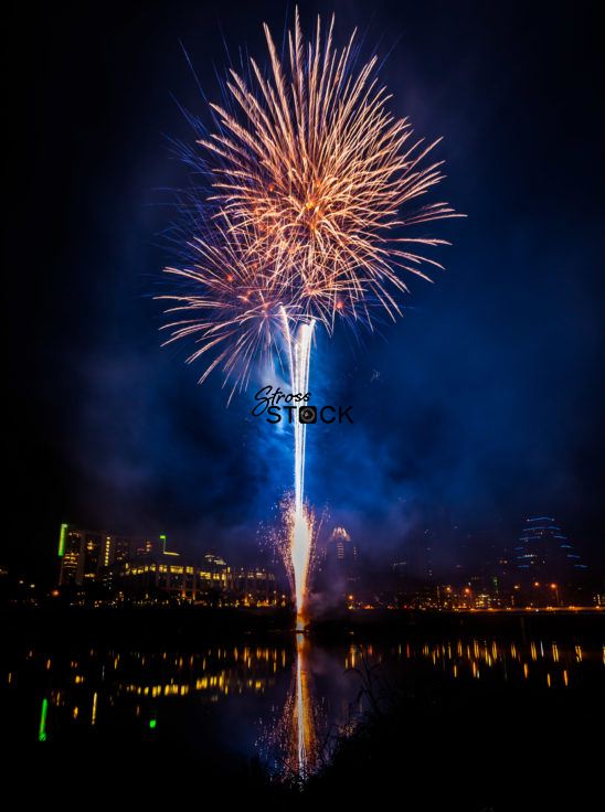 Fireworks on Lady Bird Lake, Austin, Texas, USA